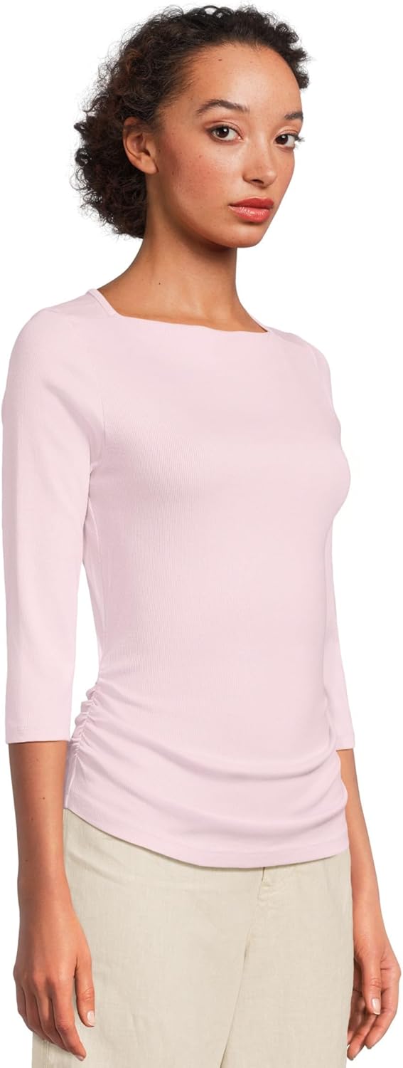 Michael Stars Womens Asha 3/4 Sleeve Straight Neck Top - Image 2