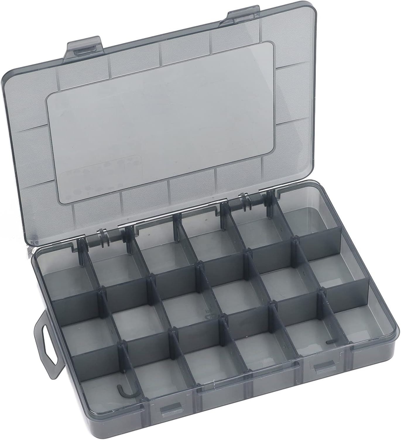 Garosa Adjustable Dividers Storage Box for Small Hardware Parts Organizer - Portable Screw Nut Bolt Nail Storage with Lid, 18 Grid Compartments (S)