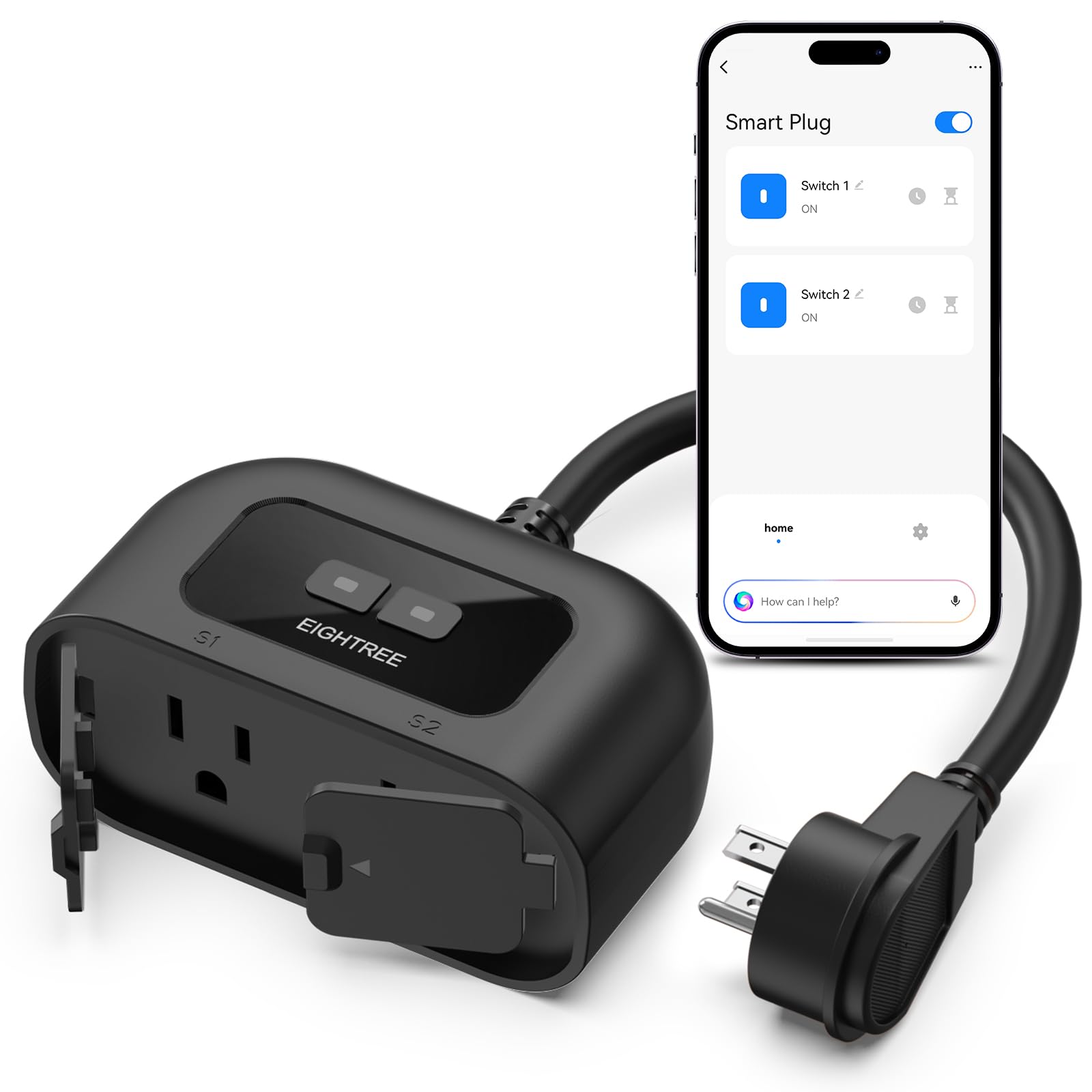 EIGHTREE Outdoor Smart Plug — Timer Outlet with 2 Independent Outlets