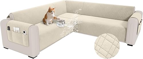 Funda impermeable en forma de L para sofá seccional, funda acolchada de terciopelo para sofá esquinero, en forma de L, protector de muebles con