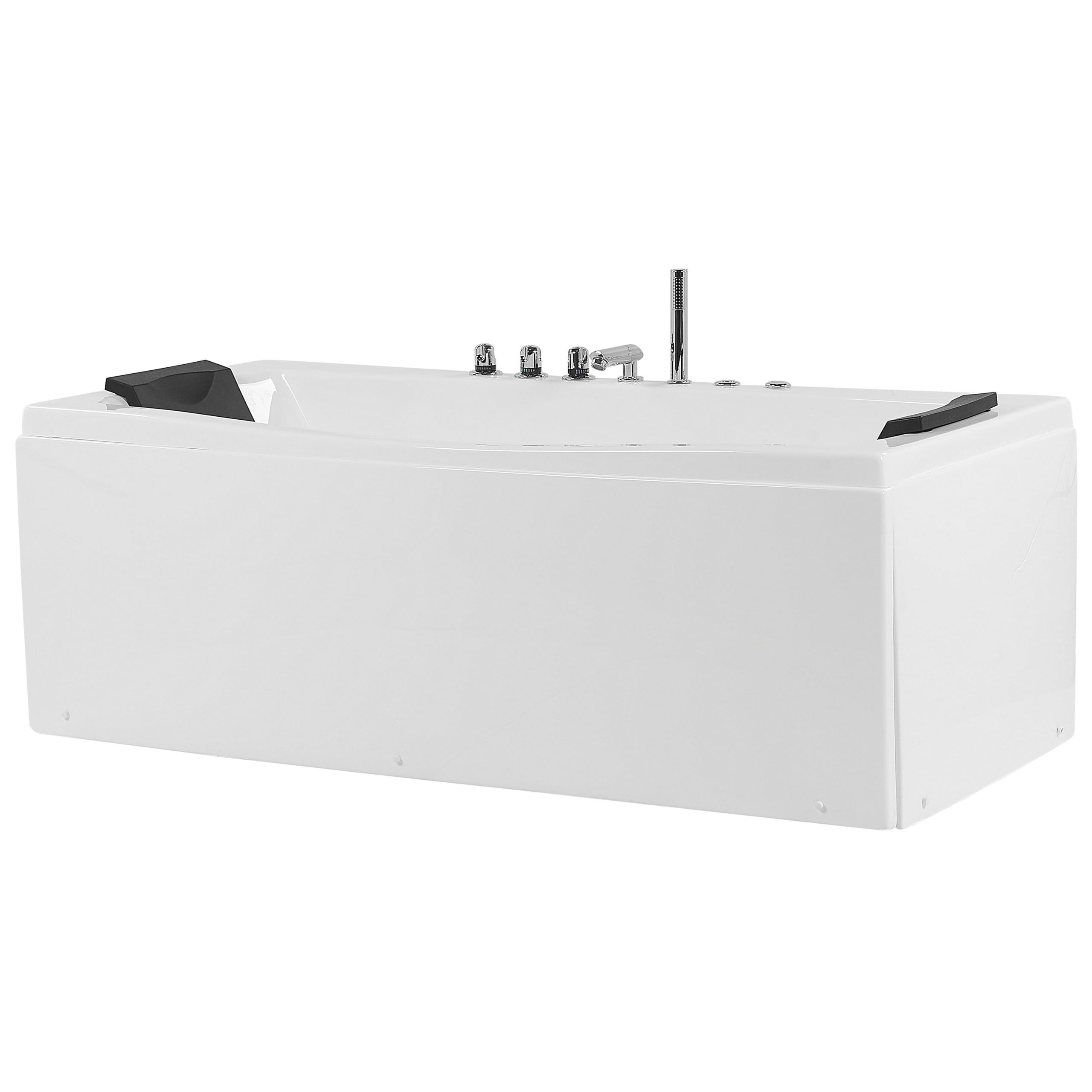 Baignoire Balnéo en Acrylique Blanc avec Fonction Hydromassage 2 Appui-Têtes et Éclairage LED intégré pour SPA à Domicile Beliani