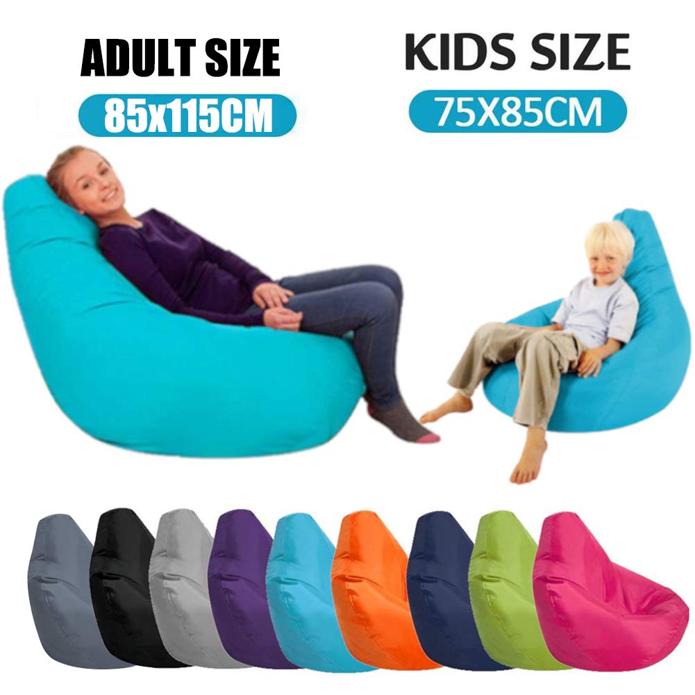 STTC Sitzsack Abdeckung aus Wasserdicht Oxford, Outdoorer Sitzsack Bezug Wechselbezug für birnenförmigen Sitzsack, Ohne Füllstoff,Dark Gray,85 * 115cm