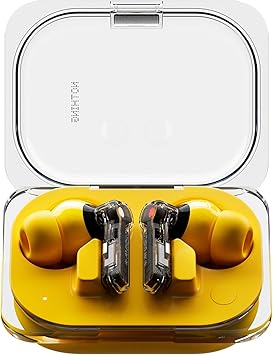 Nothing Ear a wireless ear buds with Active Noise Cancelling, Bass Enhance Algorithm and up to 42.5 hours of listening time - Yellow