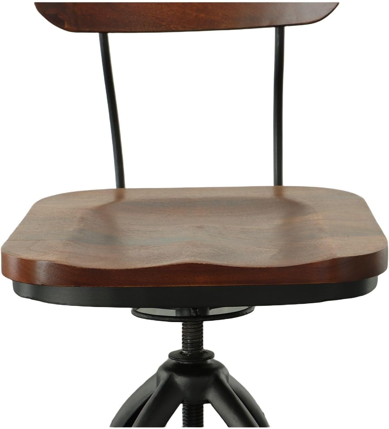 Carolina Chair & Table Adjustable Swivel Barstool Chair - Metal Frame Square Wooden Saddle Seat with Curved Back Stools - Modern Furniture for Studio, Living Room, Office (Chestnut/Black)