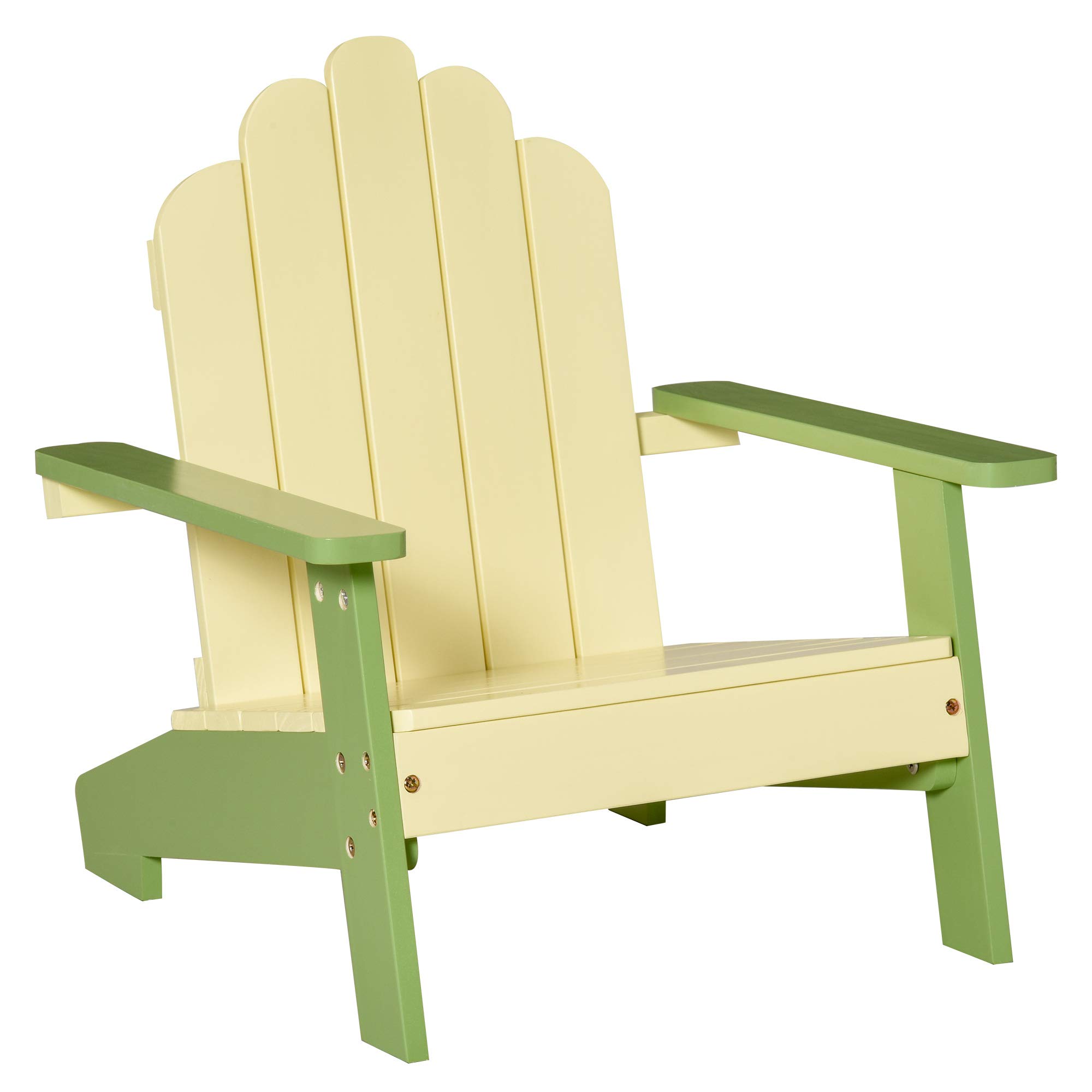 Outsunny Sedia per Bambini 1-4 Anni Ergonomica in Legno di Pino, Sedia Adirondack da Giardino con Vernice Atossica, Braccioli e Schienale, Uso Interno ed Esterno, 51x50x52.5cm, Verde