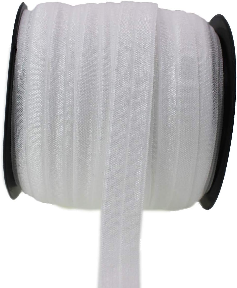 White Fold Over Elastic 5/8 Inch 15mm Wide Bands for Sewing 40 Yards - Headbands Ribbon Straps Trim for Baby Girls Hair Bow DIY Hair Ties
