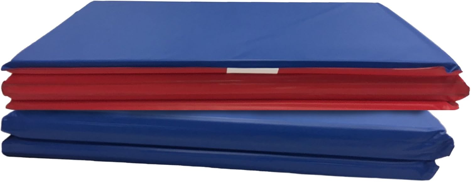KinderMat, 5/8" Thick, 4-Section Rest Mat, 45" x 19" x 5/8", Red/Blue, Great for School, Daycare, Travel, and Home, Made in The USA