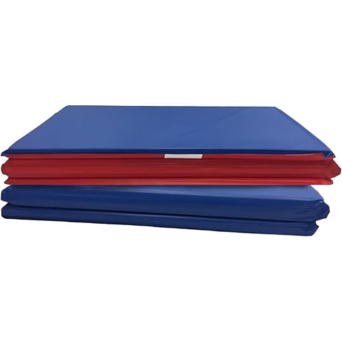 KinderMat, 5/8" Thick, 4-Section Rest Mat, 45" x 19" x 5/8", Red/Blue, Great for School, Daycare, Travel, and Home, Made in The USA