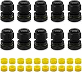 M20 x1.5 Kabelverschraubung, PG13.5 Schwarz IP68 wasserdichte Kabelverschraubungen mit Gegenmutter Kunststoff, Kabelsteckverbinder Verstellbare für 4mm-12mm, Kabelverschraubungen Gelenke