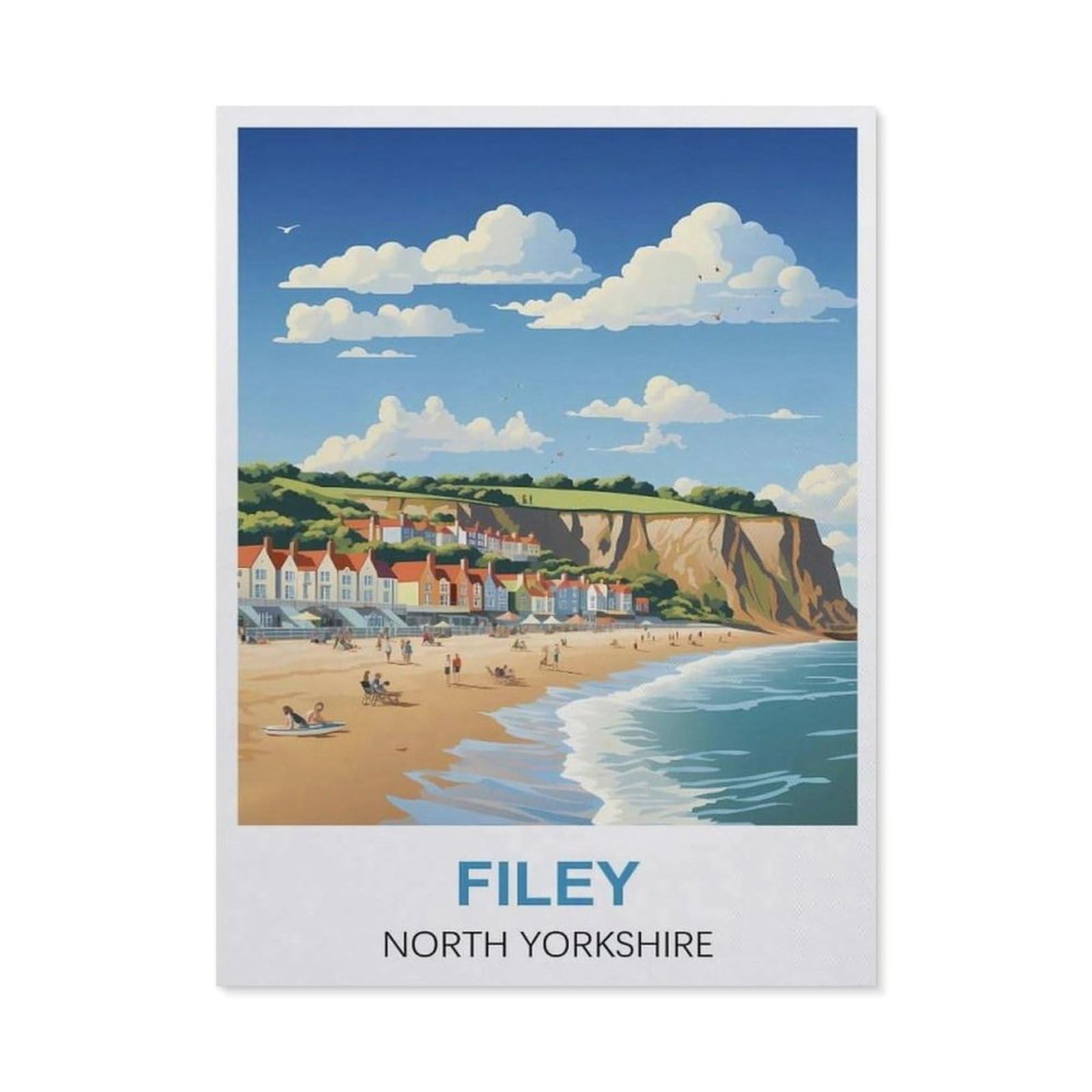 PGCKSK Diamond Painting Kits for Adults and Kids，Filey North Yorkshire，Full Drill Round Rhinestone Paint with Diamonds（40 x 50 cm/15.74 x 19.68 inches）-EN45