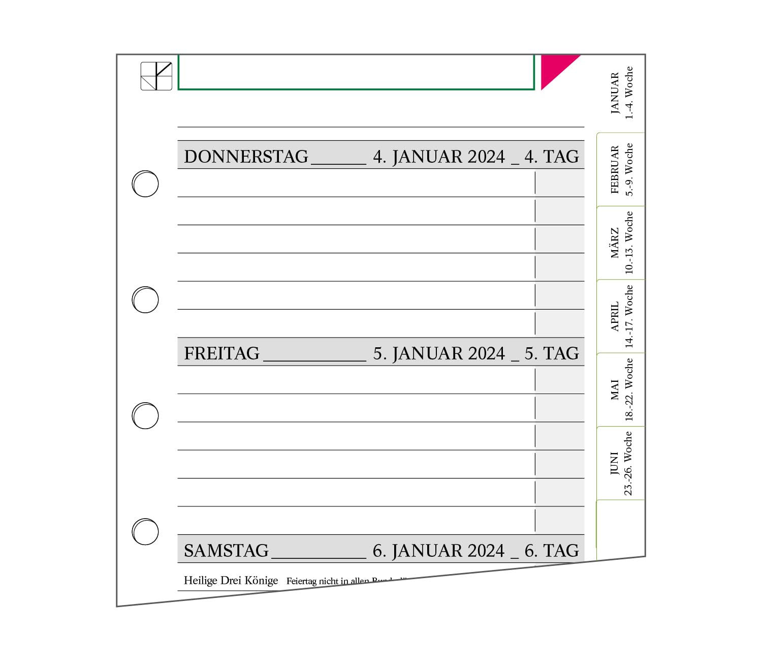 Terminplaner HelfRecht Leder-Ringbuch "Classic S" mit Reißverschluss/Wochenplaner/Terminplaner bis Dez. 2024 - creme