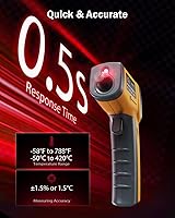 Vista 2 de Infrared Thermometer Laser Temperature Gun, Digital Surface Heat Temp Gun Non-Contact for Cooking Food, Pizza Oven, Griddle Meat, Refrigerator