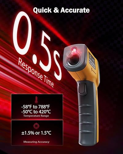 Miniatura 2 de Infrared Thermometer Laser Temperature Gun, Digital Surface Heat Temp Gun Non-Contact for Cooking Food, Pizza Oven, Griddle Meat, Refrigerator,