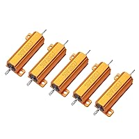 Vista 3 de 5pcs 50W 1 OHM aluminio alojado alambre herido resistencia tono oro