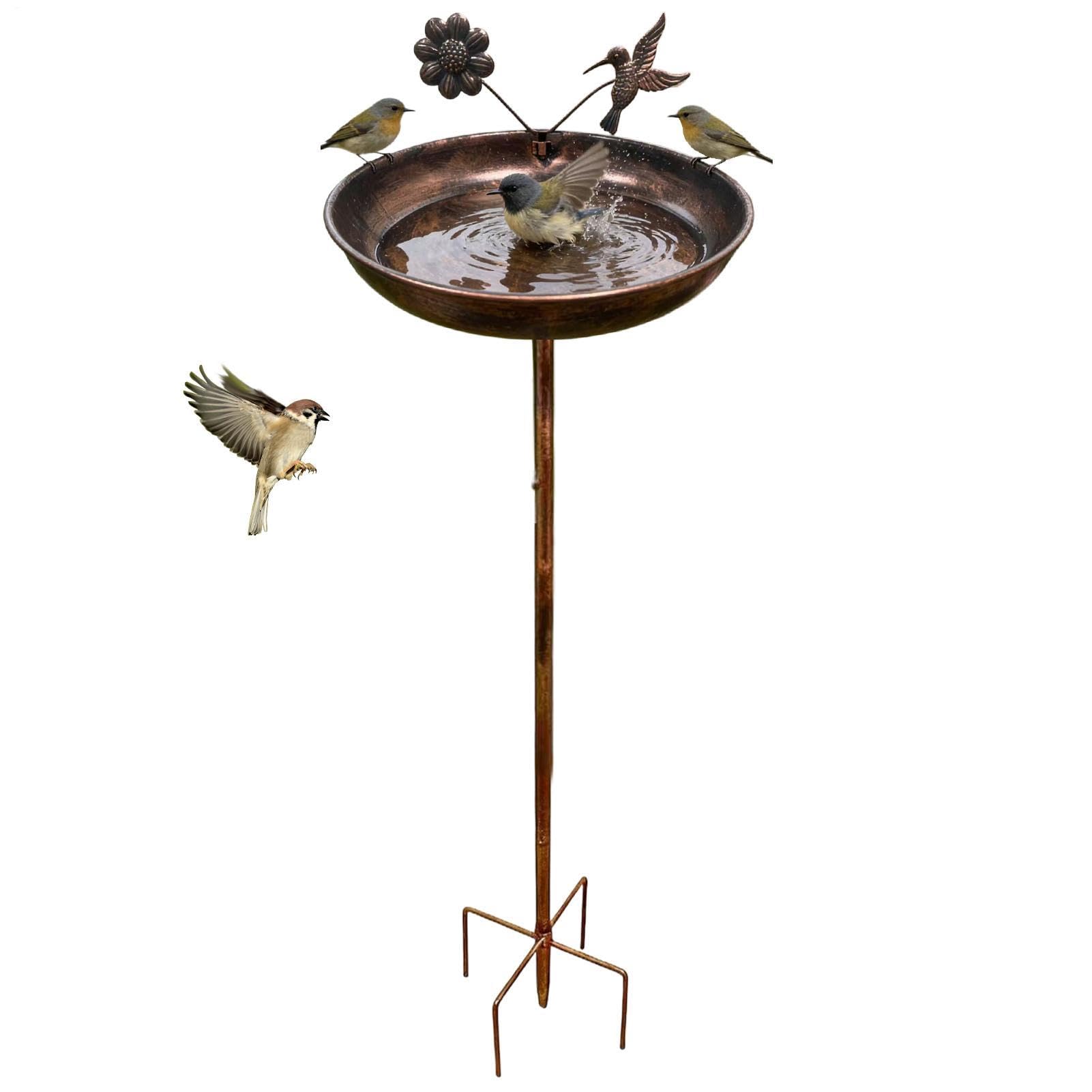 Abreuvoir à oiseaux extérieur piquet métal pour décoration cour jardin et pelouse