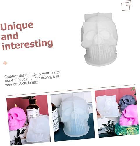 Miniatura 8 de TEHAUX 3pcs Skull Mold Skull Head Resin Mold Candle Making Mold Candle Casting Mold Skull Epoxy Mold DIY Epoxy Mould Resin Molds DIY Silicone Soap