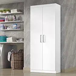 Armario Lavanderia Sheila 2 Pts 1,85m C/Suporte Vassouras Branco