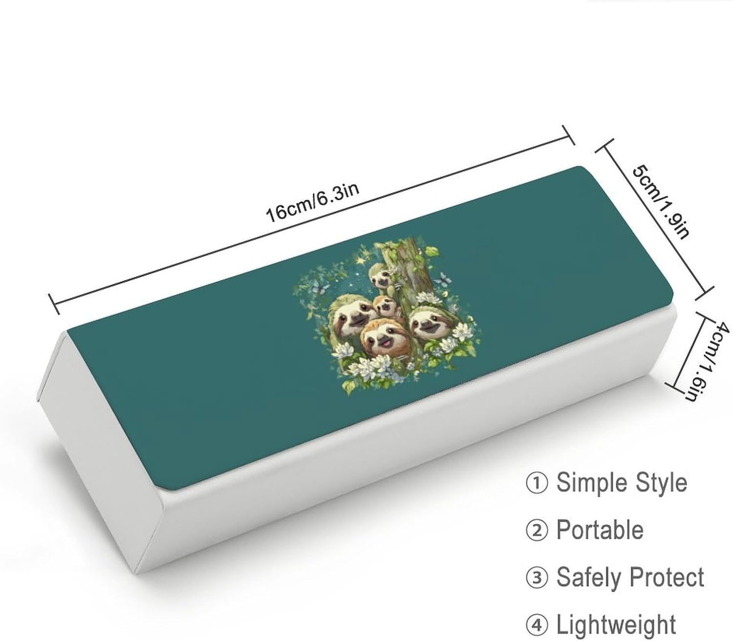 Sloths Funny Eyeglasses Case with Cleaning Cloth image 2
