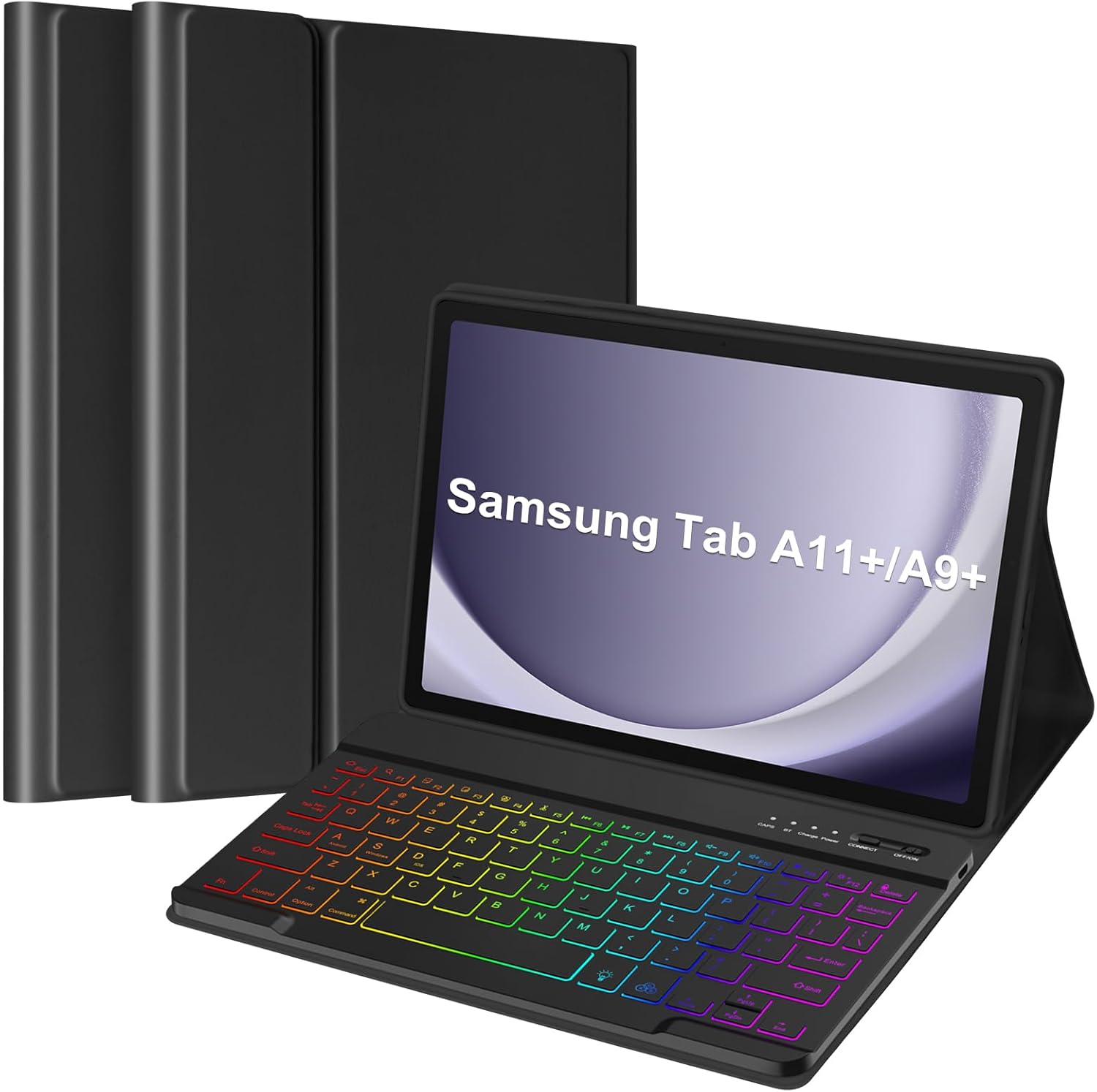 TaIYanG Backlit Case Keyboard for Samsung Galaxy Tab A11 Plus/A9 Plus 11inch (2025/2023)-Slim Lightweight Stand Cover with Magnetic Detachable Wireless Bluetooth Keyboard for Tablet A11+ A9+, Black