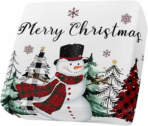 Miniatura 15 de Fundas de cojín para sofá de Navidad, funda elástica para sofá con parte inferior elástica, diseño de muñeco de nieve rosa, diseño de nieve, nieve