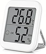デジタル温湿度計 室内 2.1 インチ大画面 太字 高精度 温度計 湿度計 温度・湿度表示 快適さ表示 卓上 マグネット付き 華氏変換 スイッチ付き 手のひらサイズ ベビールーム/温室ハウス/地下室/家庭/爬虫類 適用 (ホワイト)
