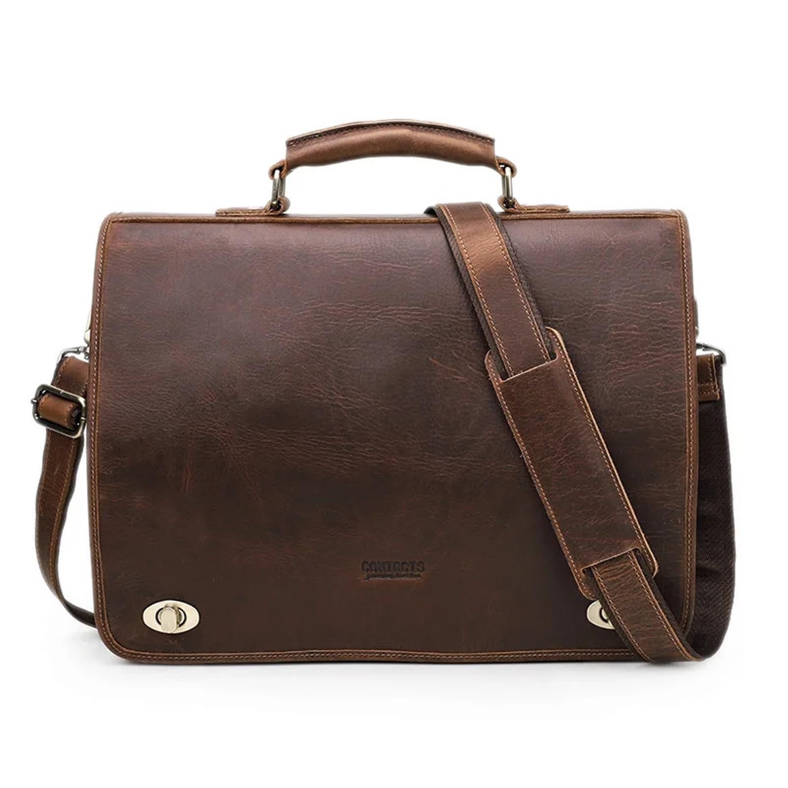 Maletín for hombres de negocios, bolsas mensajero hombro cuero, bolso Latop marca for bolsos mano 15,6 pulgadas