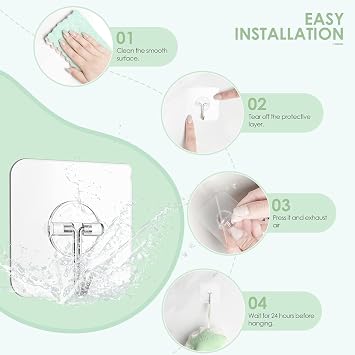 AEE® 10 Adet Şeffaf Duvar Askısı İz Bırakmayan Güçlü Yapışkanlı Kapı Arkası Banyo Mutfak Düzenleyici Metal Kanca Askılık