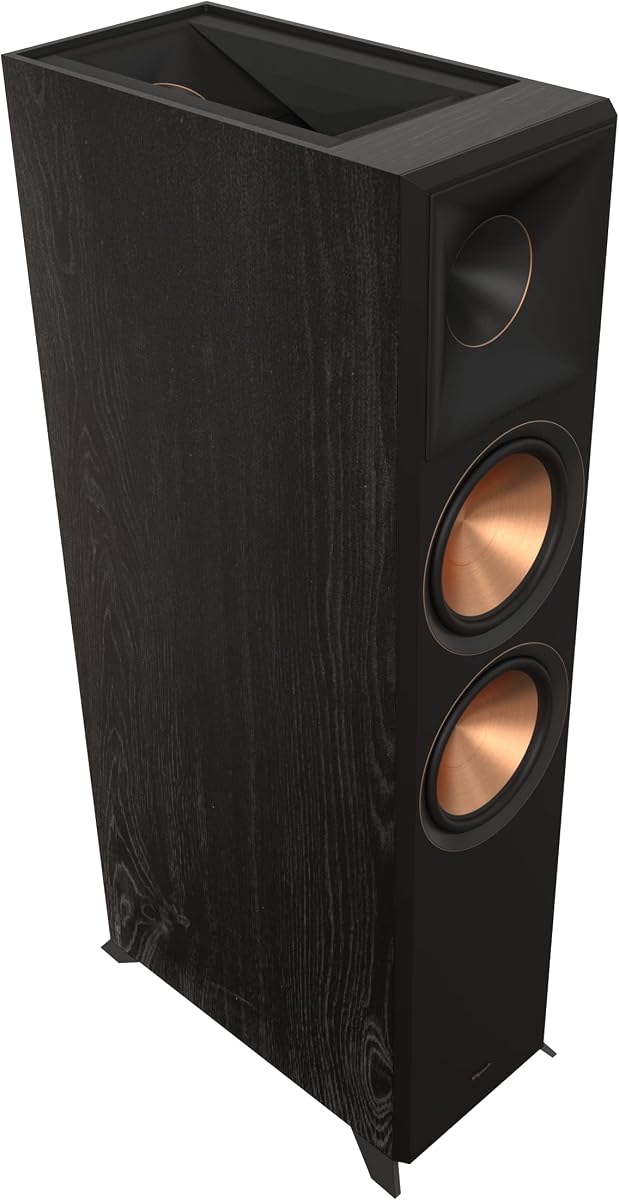 Klipsch Reference Premiere RP-8060FA II Altavoz de piso para cine en casa con Dolby Atmos con elevación incorporada y bocina Tractrix® híbrida más grande de 90° x 90° para un sonido de cine en casa premium en ébano