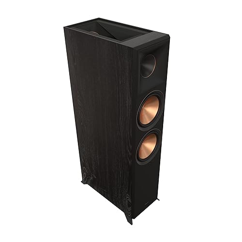 Altavoz de suelo para cine en casa Klipsch Reference Premiere RP-8060FA II con elevador incorporado Dolby Atmos y bocina Tractrix® híbrida más grande de 90° x 90° para un sonido de cine en casa premium en ébano
