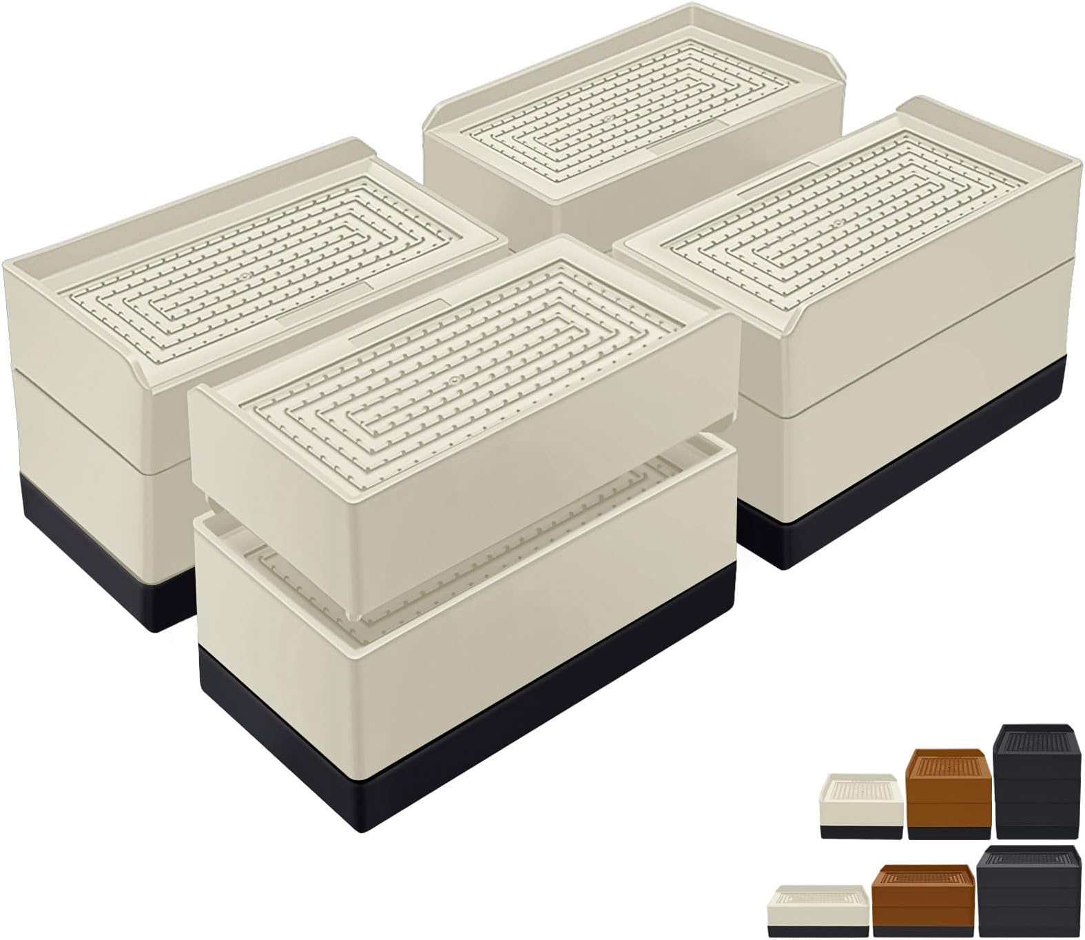 ANNKUT Furniture Risers 3 inch, Rectangle Adjustable Risers Blocks for Bed Sofa Table and Couch Lift to1.5 or 3 inch，Heavy Duty Support Up to 1,300 Lbs (4 Pack-Apricot)