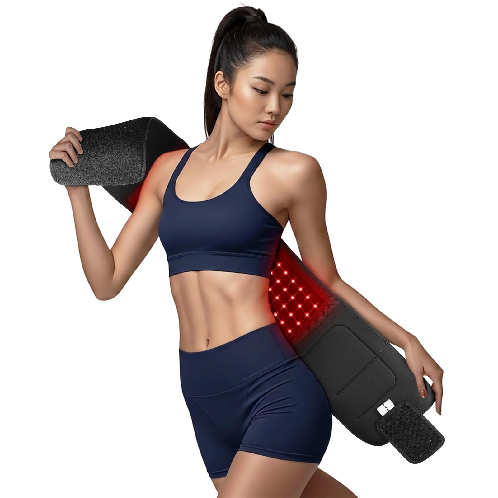 Heathredy 近赤外線ライト腰ベルト 赤色LEDライト搭載 携帯式 USB給電 660nm+850nm タイマー機能付き 5段階調整 3モード サイズ119.98×19.98cm