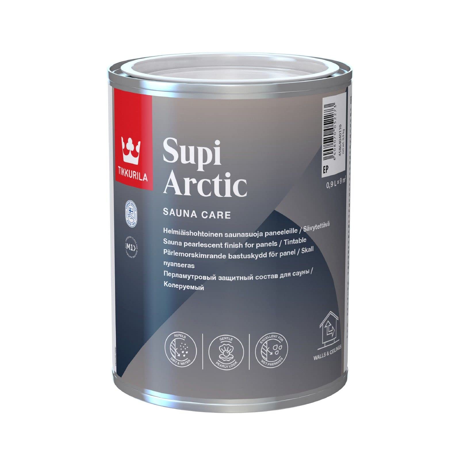 TIKKURILA Supi Arctic Sauna Finish - Pearlescent, Anti-Mould Lacquer Treatment For Sauna Surfaces - Water & Dirt-Repellent - 1 Litre