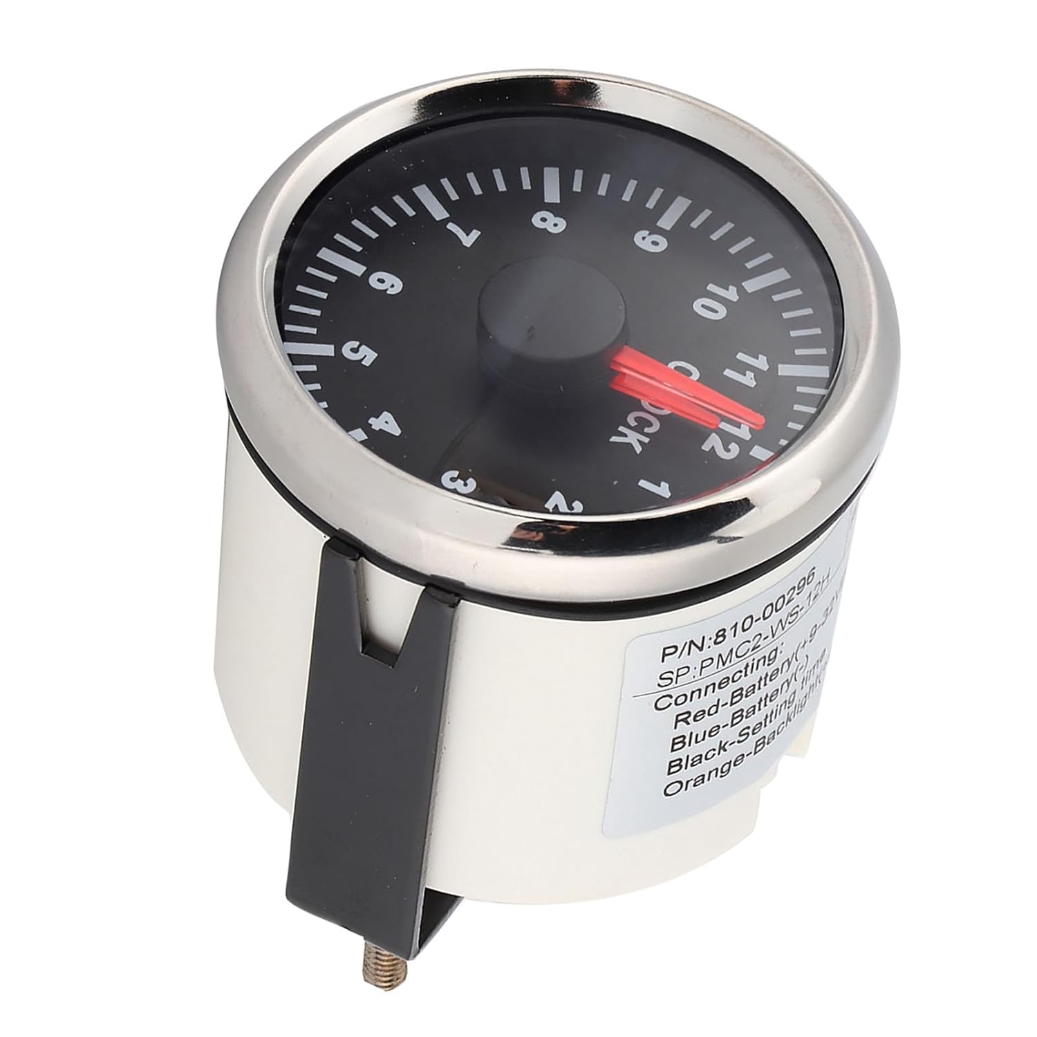 2in Universal 0 12 Hour Meter, Red Backlight 12V 24V Clock Gauge with IP67 Anti Fog Glass, for Car Boat Yacht Motorcycle RV (Black Dial Silver Cover)