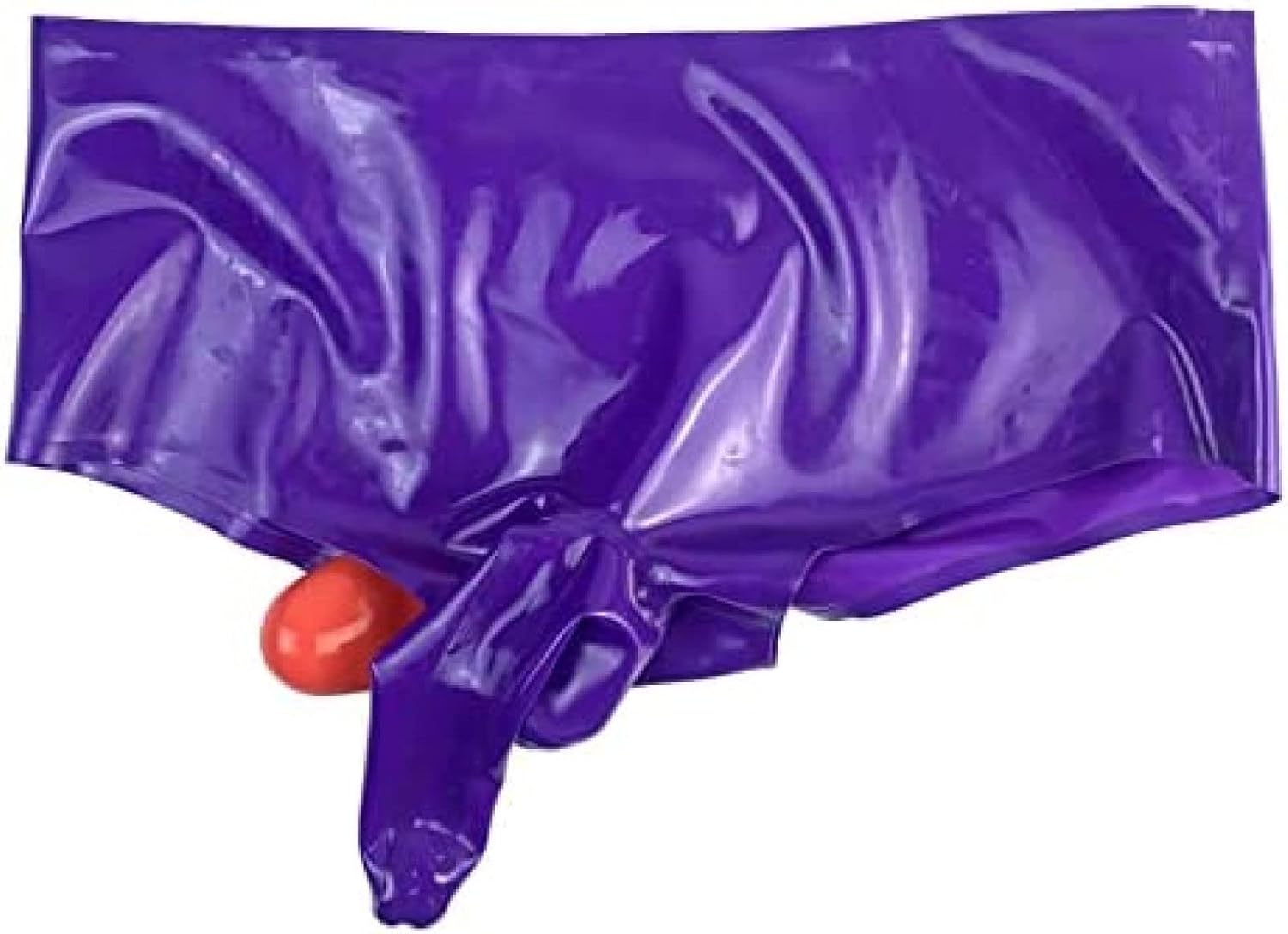 Latex Shorts Briefs Rubber Men Underwear Purple Shorts Tight with Two Condom for Bodysuit Fetish Party Clubwear,Small