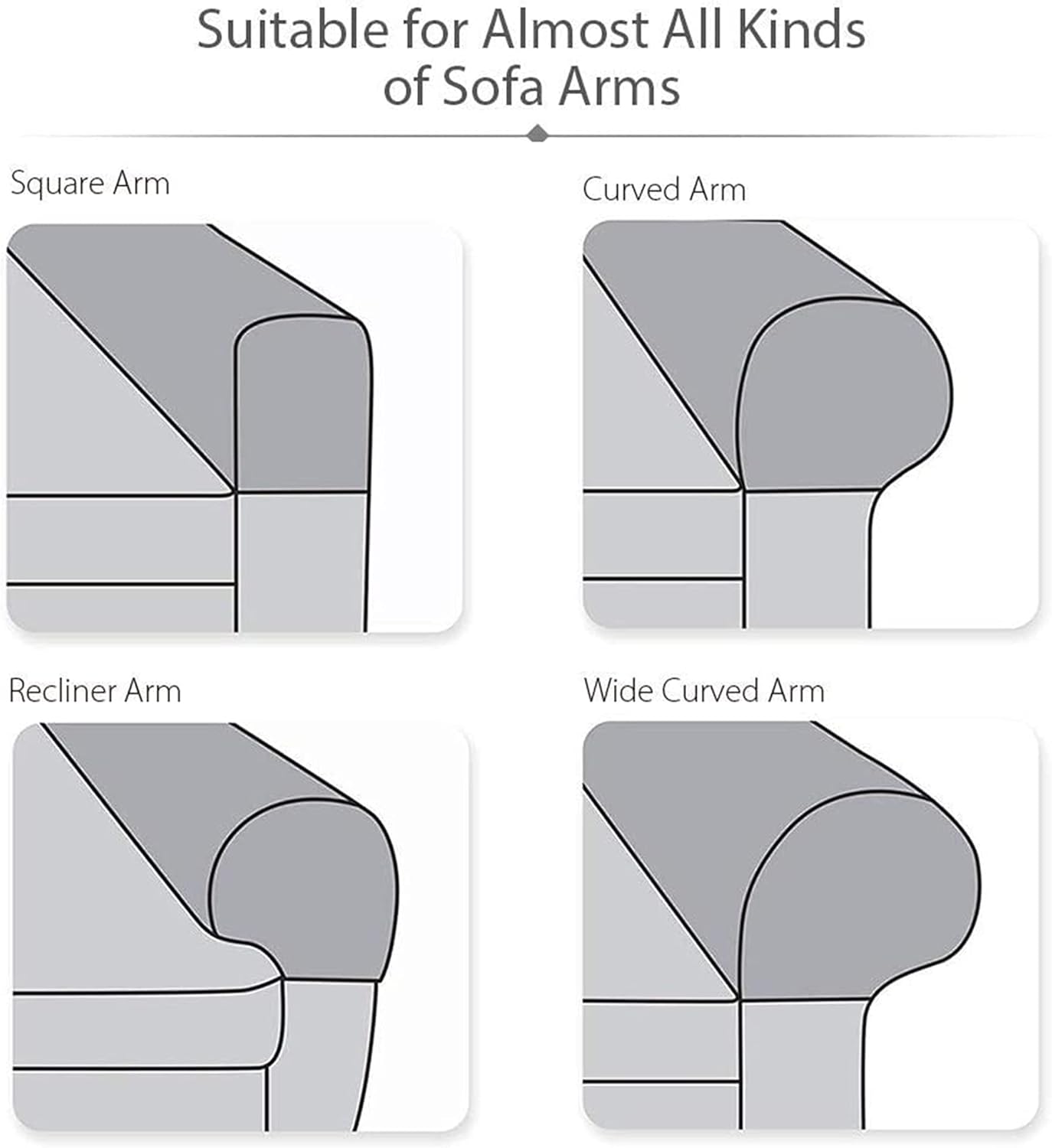 Set of 4 Armrest Cover Armrest Chair Covers, Spandex Polyester Sofa Chair Arm Caps Anti-Slip Stretch Armchair Couch Arm Rest Cover for Furniture Protector,Blue