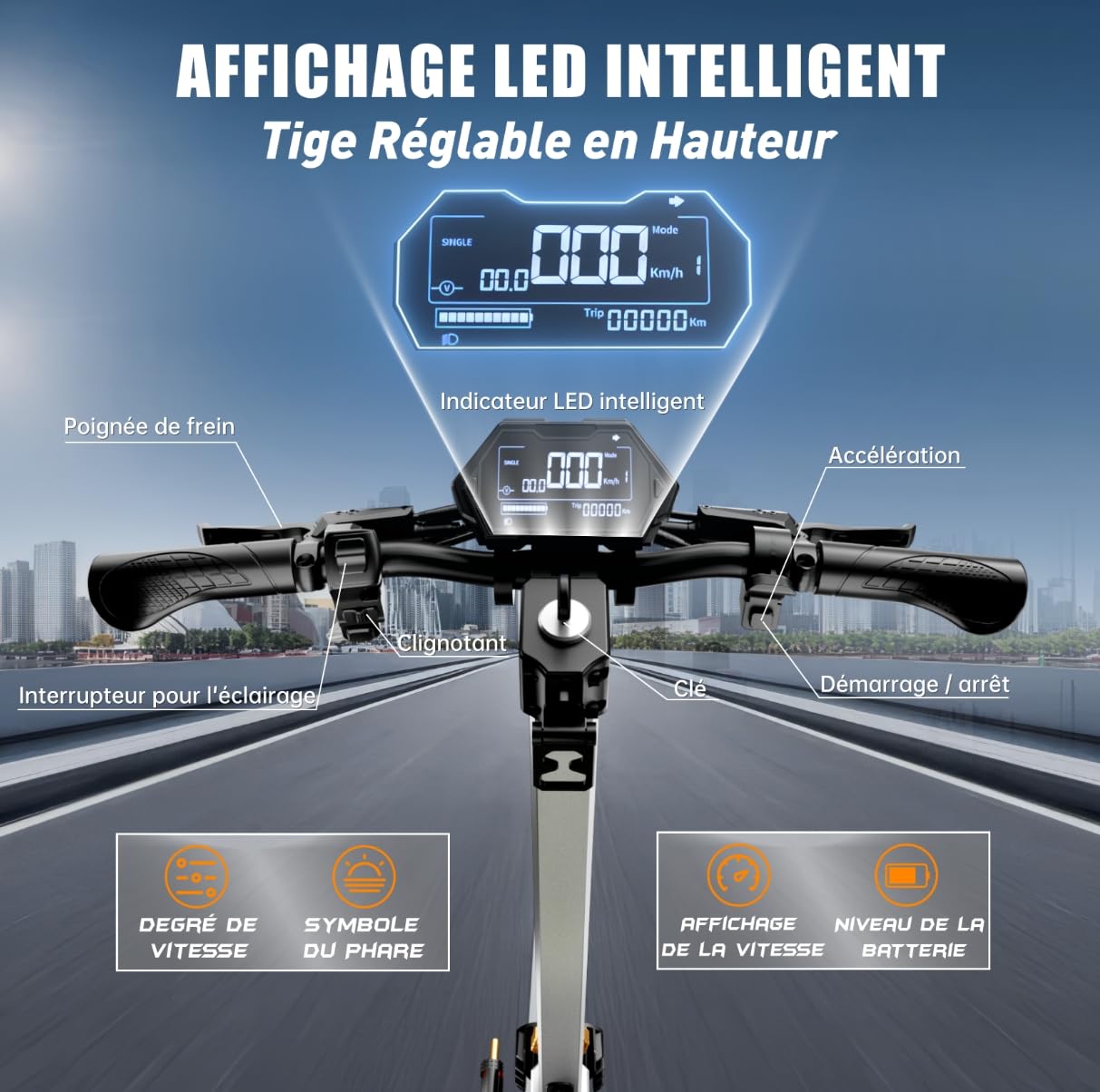 T3 Max Trottinette Électrique Adulte, 2 Moteur Puissant, Batterie 60V 28.6Ah, Autonomie Max 75-85KM, Pneus Tout-Terrain 10.5 Pouces, 3 Modes De Vitesse, Écran Intelligent
