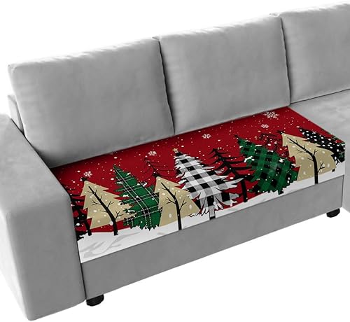 Miniatura 28 de Fundas de cojín para sofá de Navidad con diseño de muñeco de nieve azul, funda elástica para sofá con parte inferior elástica, fundas de sofá