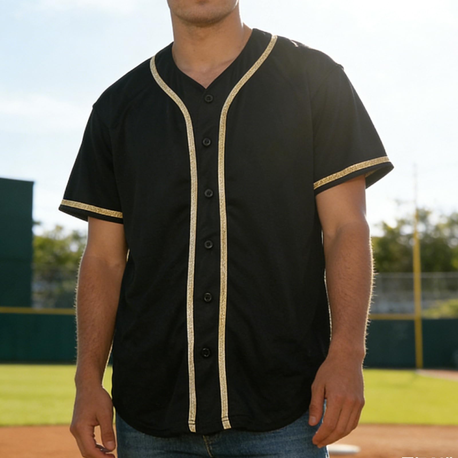 Camiseta de béisbol en blanco, camiseta casual de manga corta con botones — view 13