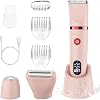 Electric Lady Shaver for Women Painless Electric Razor Bikini Trimmer Facial Hair Removal Body Hair Trimmer for Face Legs Underarm Pubic Hair Wet and Dry Flawless 3 in 1