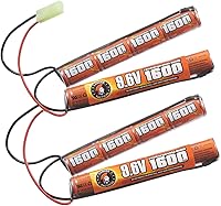 Vista 2 de Lancer Tactical Nimh Airsoft Battery Compatible with Lancer AEG Airsoft,Pack of 2 (9.6V, 1600 mAh Nunchuck)