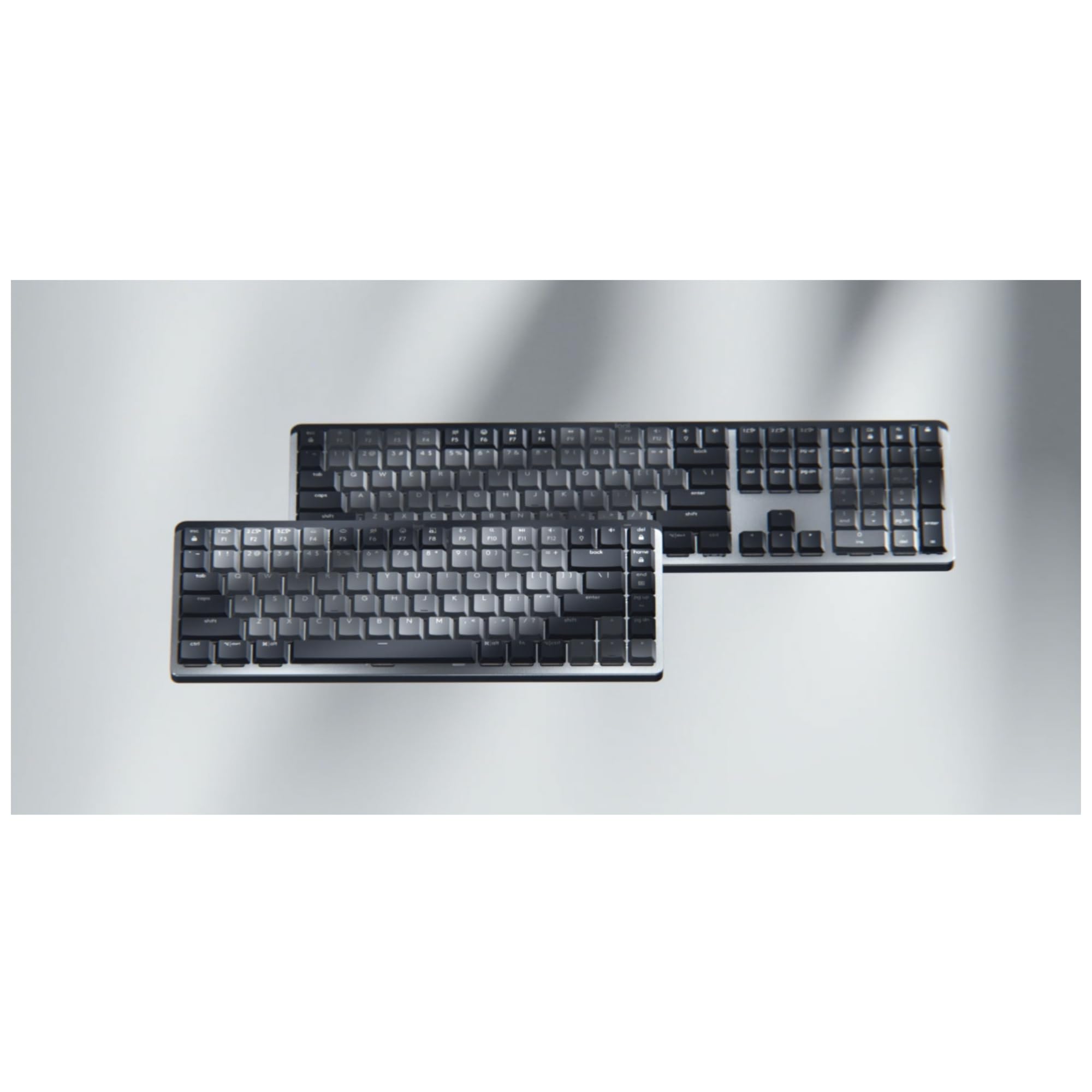 Logitech MX Mechanical Wireless Illuminated Keyboard, Clicky Switches, Backlit, Bluetooth, USB-C, macOS, Windows, Linux, iOS, Android, Metal, QWERTY US International Layout - Grey