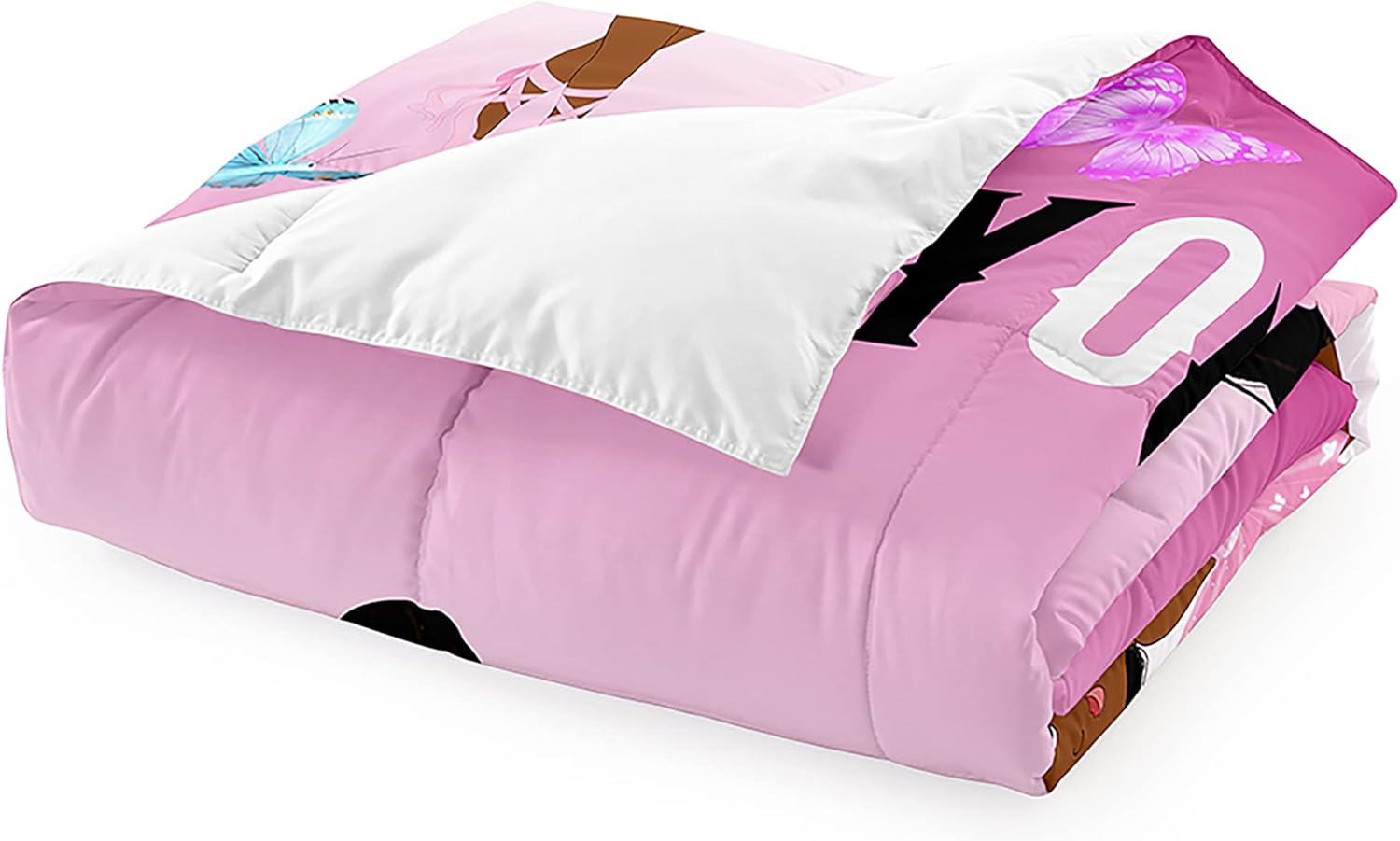 BATATADOCE Cute Little Ballet Bedding Sets African American Black Girls Pink Comforter Set Pink Princess Bed Set Kids Full Size Comforter Sets for Girls Bedroom,1 Comforter + 2 Pillowcases - Image 4