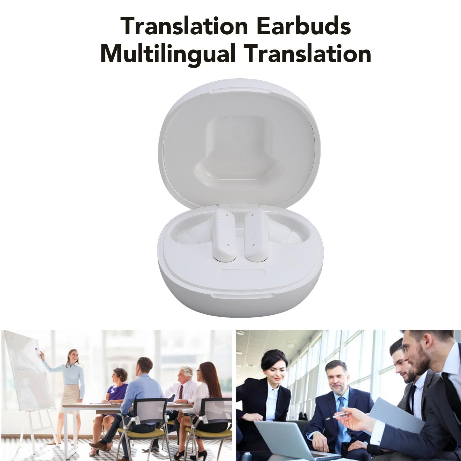 Generic Auricolari per Traduttore Linguistico Wireless con Bluetooth 5.4, Auricolari di Traduzione Multifunzionali per i Viaggiatori (WHITE)