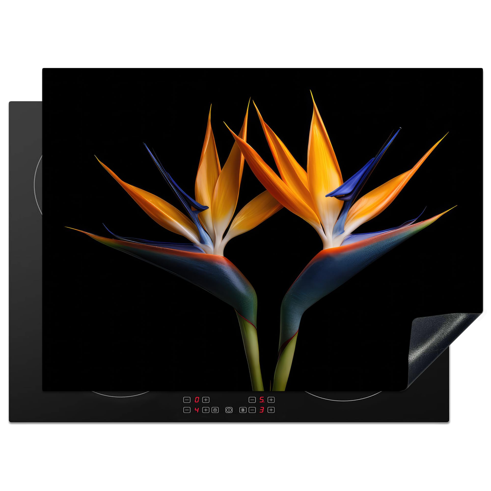 KitchenYeah© Induction Hob Protector Mat 20.5"x27.6" / 70x52 cm Cooker Top Protectors Cover Ceramic Covers Electric Hobs Vinyl Plants - Flowers - Bird of Paradise Flower - Portrait