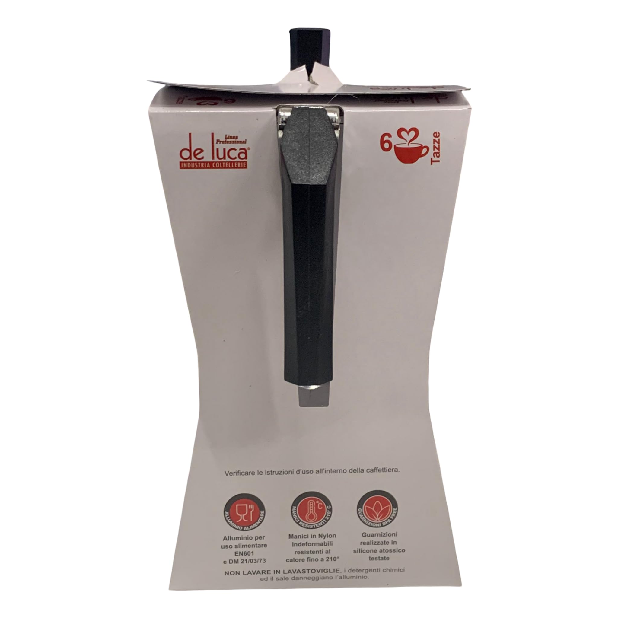 Sicignano Set 6 Caffettiere Moka in Alluminio con Manico Squadrato, Fornitura Stock 6 Pezzi per B&B, Hotel, Ristorazione e Comunità, Macchine Espresso Tradizionali Resistenti (Mezza Tazza)