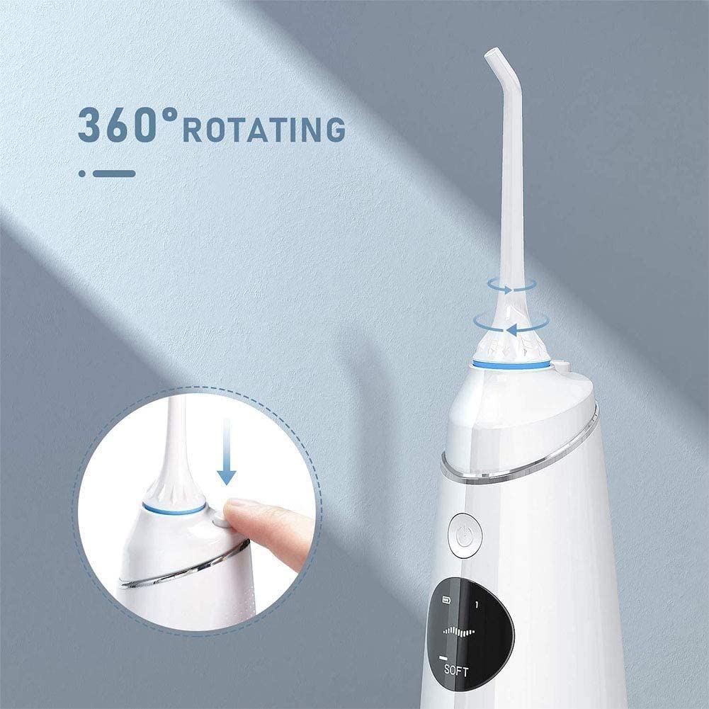GeRRiT Irrigatore Orale Dentale Portatile con idropulsore con 4 modalità, detergente for Denti Impermeabile Ricaricabile Tramite USB for casa e Viaggi - IPX 7 Impermeabile