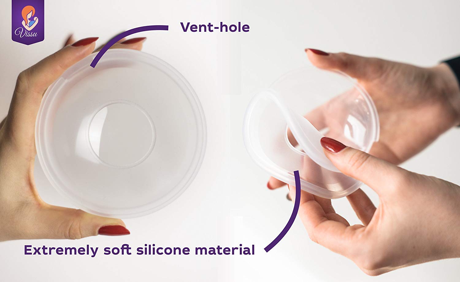 Milk Saver Breast Shells Nursing Cups - Protect Sore Nipples for Breastfeeding - Breastmilk Collector Catcher for Nursing Moms - Soft and Flexible Silicone Material Easy to Clean - Reusable - 2 Pack