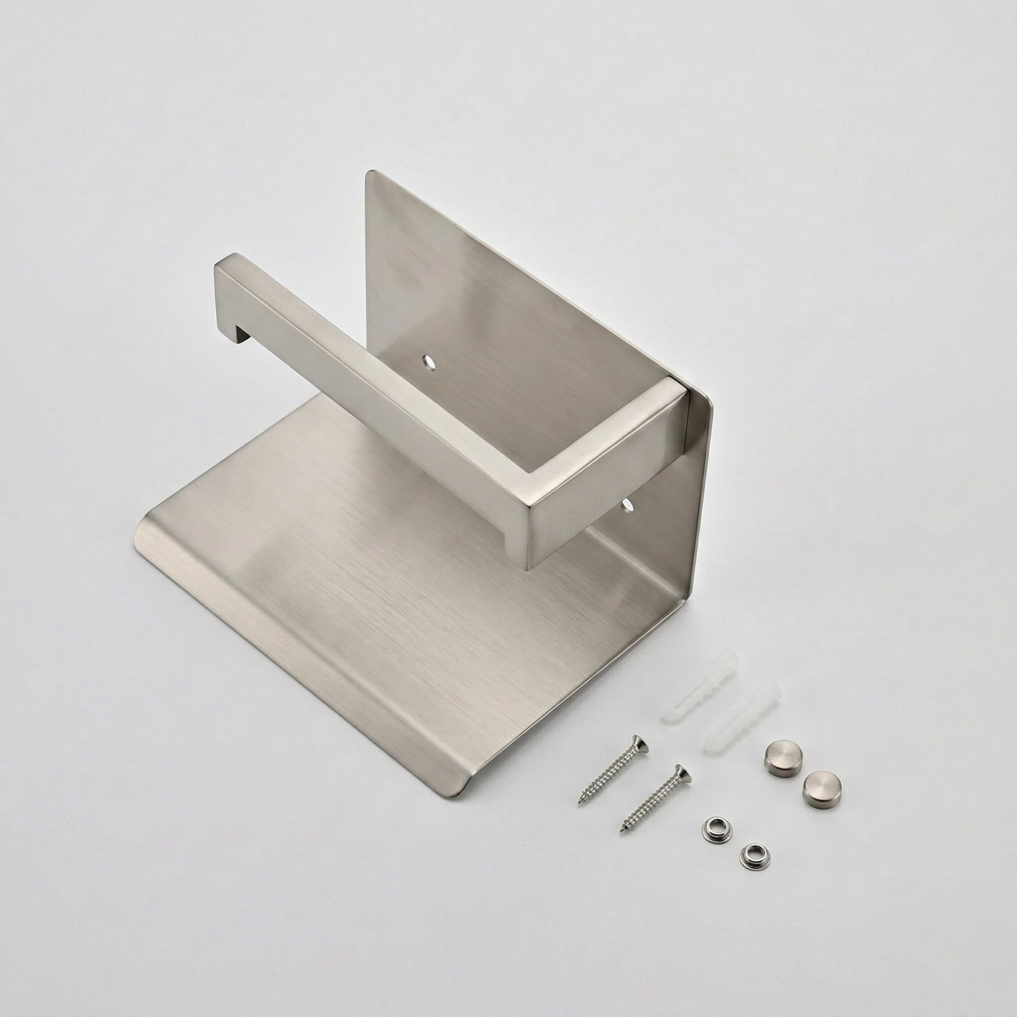 Toilet Paper Holder with Phone Shelf, Brushed Nickel — Amazon image 7