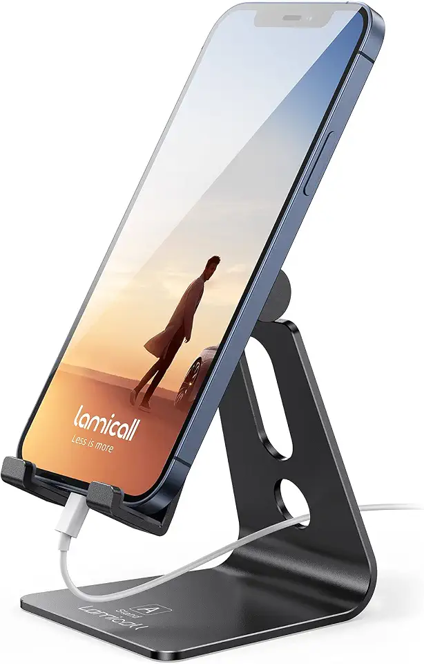 Lamicall Suporte ajustável para celular, suporte de telefone de mesa, base, compatível com iPhone 16, 15, 14, Plus, Pro, Pro Max, 13 12 X XS, telefones de 4 a 8 polegadas, acessórios de escritório