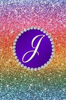 Paperback J: Faux rainbow glitter purple monogram initial J journal Book